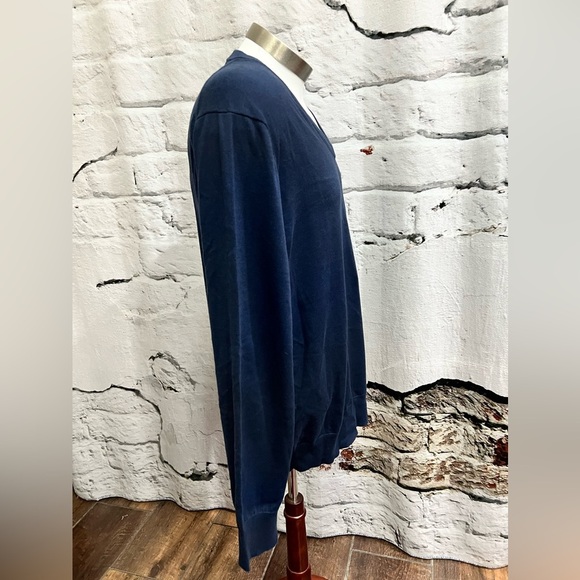 Brooks Brothers 100% Cotton V-Neck Long Sleeve Navy Blue Sweater - Picture 4 of 7